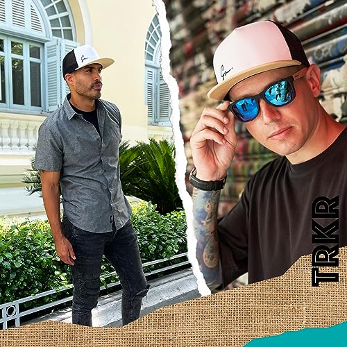 Grace Folly Trucker Hat for Men & Women. Snapback Mesh Caps - color: White & Sand