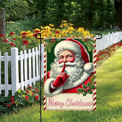 BlissYard Christmas Santa Claus Garden Flag 12x18 Inch Polyester - color: Cute Santa Claus