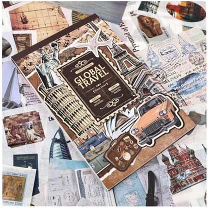 Travel Ephemera Book, 50 Sheets A5 Washi Stickers & Papers - color: 50 Travel Sticker Paper Book