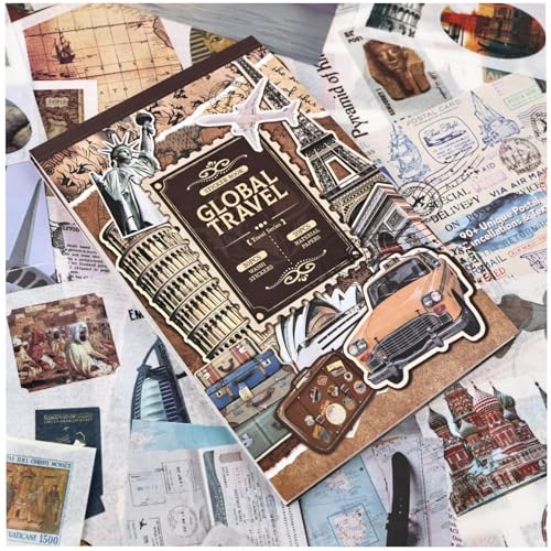 Travel Ephemera Book, 50 Sheets A5 Washi Stickers & Papers - color: 50 Travel Sticker Paper Book