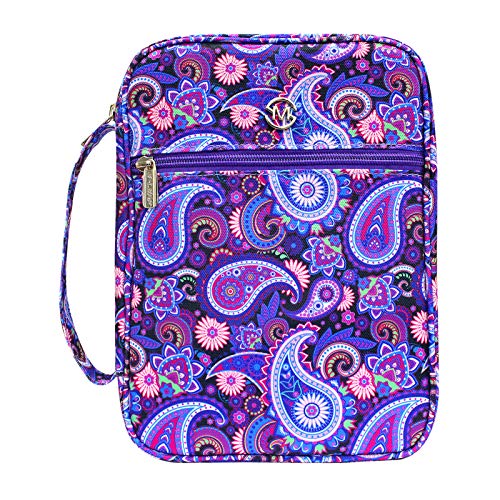 G-LEAF Bible Cover Case/Book Cover, Bible Case for Women Girls, Bible Cover Bags Floral Pattern With Handle Fits for Standard Size Bible, 9.5x6.7x2.5 In - color: Purple Garden
