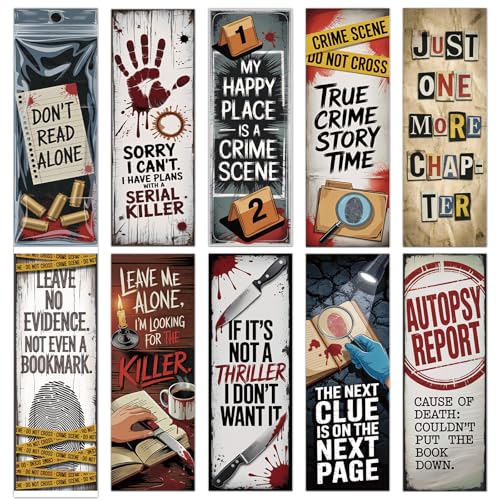 Wxiben True Crime Bookmarks Gifts - 100 Pcs Mystery Thriller Paper Bookmark Horror Book Marks Page Clips Reading Accessories for Women Men Book Lovers Students Teachers Bookish Office Supplies - color: True Crime