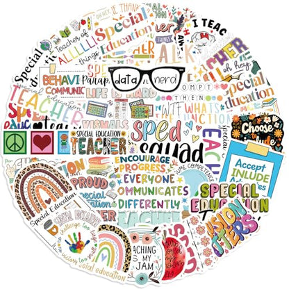 50pcs Special Education Stickers,Cartoon Stickers for Water Bottles Laptop Scrapbooking Mirrors Notebooks Cars Bumpers Bikes Bedroom Travel Case Motorcycle Snowboard - color: Special Education Stickers