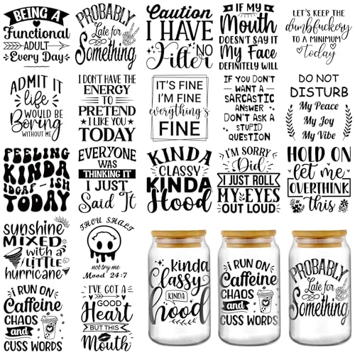Sarcastic UV DTF Cup Wraps Funny Waterproof Transfers Stickers for Glass - color: Humorous