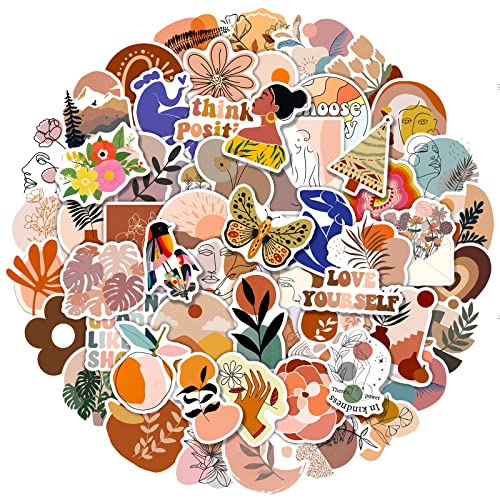 100pcs Vintage Stickers Pack.Waterproof Boho Aesthetic Stickers for Water Bottles Laptop Notebook Phone Scrapbook Helmet,Vinyl Decals for Teens Adults Women Gifts - color: 100 - Bohemian