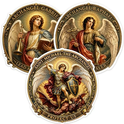 [3PCS] Archangel Michael St Michael Sticker, Catholic Stickers for Adults - color: Three Archangels Sticker