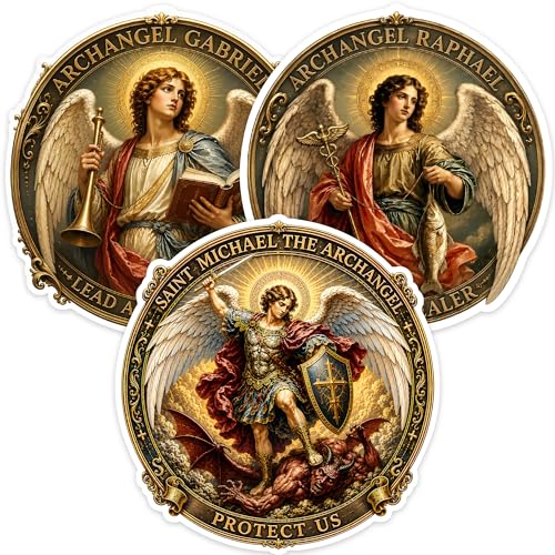 [3PCS] Archangel Michael St Michael Sticker, Catholic Stickers for Adults - color: Three Archangels Sticker