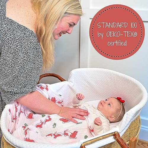 LollyBanks Muslin Swaddle Blanket, 47 x 47 in, Newborn Receiving Blanket - color: And to All a Goodnight