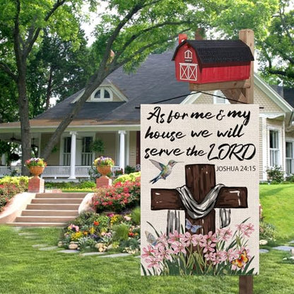 Spring Garden Flag Religious Christian Cross Spring Vertical Double Sided Yard Outdoor Decorations 12.5 x 18 Inch