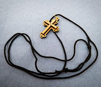 3D Bottony Cross, Wooden Cross Necklace for Men & Women, Certified Holy Land Olive Wood Orthodox Pendant Necklace from Bethlehem Israel, Christian & Catholic Religious Keepsake Gift