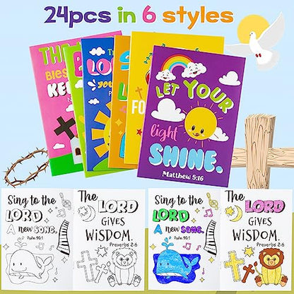 24Pcs Bible Coloring Books Religious Theme DIY Color-in Pages - color: A-bible Style ①