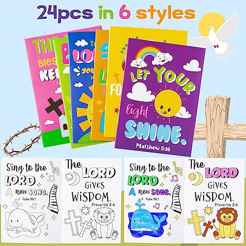 24Pcs Bible Coloring Books Religious Theme DIY Color-in Pages - color: A-bible Style ①