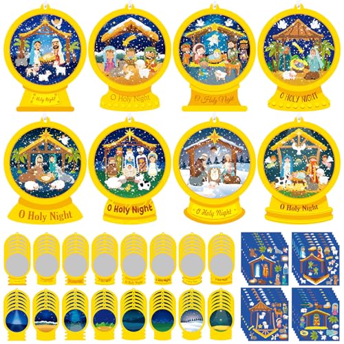 Frienda 48 Set Christmas Shaking Nativity Snow Globe Craft Kit Holy Night - style: Holy Night