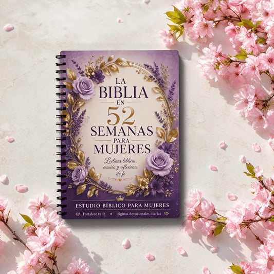 52-Week Spanish Bible Study Planner for Women – Floral Cover Scripture Journal, Weekly Reading Log & Devotional Notebook, Portable Christian Diary for Spanish Learners