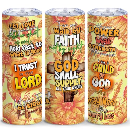 20oz Sunflower Scripture Christian Stainless Steel Tumbler with Lid, 1 Pcs - color: God Shall Supply All Your Needs