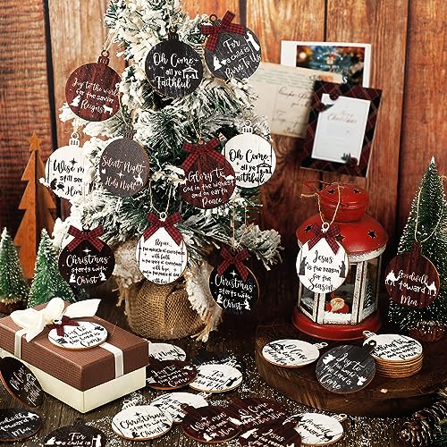 Soaoo 36 Pcs Christmas Nativity Ornaments, Winter Wood Tree Decor, Fresh - style: Fresh