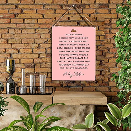 YCYD Inspirational I Believe In Pink Wall Art Wooden Hanging Sign Positive Self Care Sign Home Bedroom Decor Women's Gift 10x8 Inches - color: I Believe In Pink