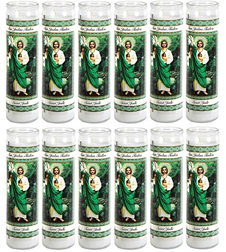 Saint Jude, San Judas Religious Candle, Devotional, Vigil, Novena, Prayer, Saints, Candles White, 12pk (1 Cases)