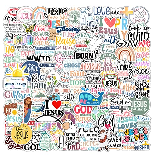 100 Pack Inspiring Christian Stickers for Water Bottles Laptops Phone Cases Waterproof Vinyl Camps School Rewards Bible Verse Stickers Religious Christian Gifts for Kids Teens Girls and Boys (Faith) - color: Faith