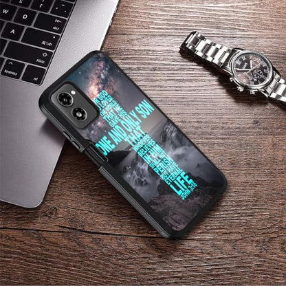 for Moto G Power 5G 2024 Case, Military Grade Heavy Duty 3-Layer Shockproof Full-Body Protective Cover for Motorola Moto G Power 5G 2024, Christian Cross Bible Verse Quote John 3:16 - color: Christian Cross Bible Verse Quote John 3:16