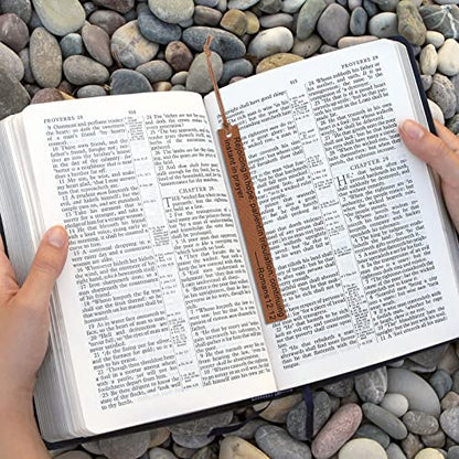 Roowest 20 Pcs Bible Verse Leather Bookmark, Brown - color: Brown