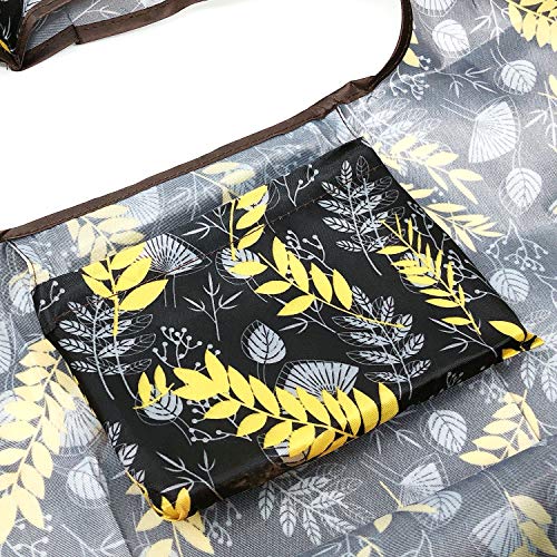 allydrew Large Foldable Tote Nylon Reusable Grocery Bags - color: Set of 2, Wheat, size: Large & Small (Set of 2)