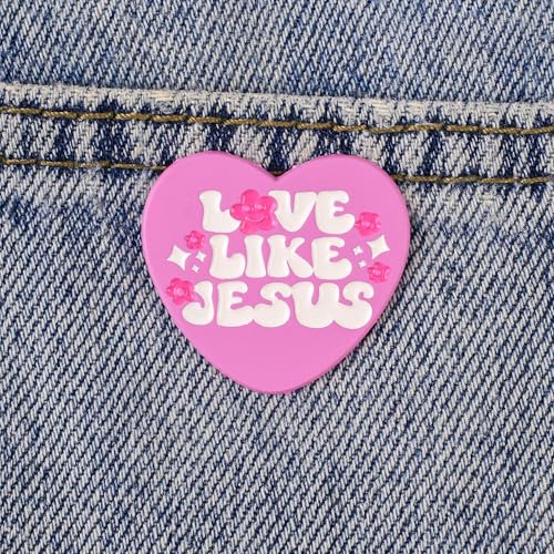 Love Like Jesus Pin Brooch, Christian Faith Heart Enamel Pin, Cute Christian Gifts For Women Girls God Lover Prayer Church Friend, Bible Verse Brooches, God Is Good Lapel Badge, Religious Accessories