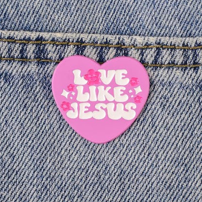Love Like Jesus Pin Brooch, Christian Faith Heart Enamel Pin, Cute Christian Gifts For Women Girls God Lover Prayer Church Friend, Bible Verse Brooches, God Is Good Lapel Badge, Religious Accessories