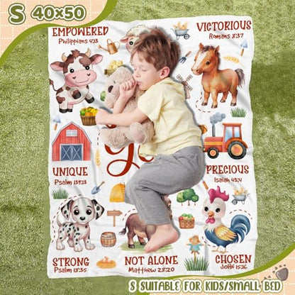 Farm Animals Blanket,Christian Gifts,Bible Verse Throw Blanket - color: Bible-farm Animal, size: 30"x40"