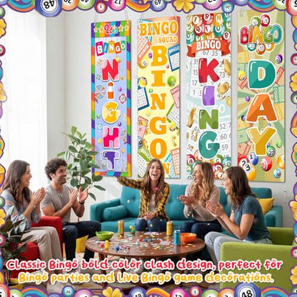 4 Pcs Bingo Night Banner 2 x 6 ft Bingo Birthday Party Decorations - style: Billiards