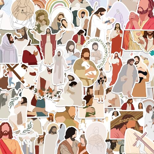 ROTY 100 Pcs Jesus Stickers Aesthetic Christian Stickers, Religious Cross Faith Waterproof Vinyl Gifts for Phone, Water Bottle, Luggage, Laptop, Adults Teens