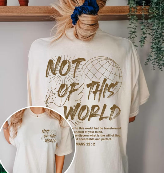 Not of This World Shirt - Christian Aesthetic 2 Sided T-Shirt, Bible Verse Religious Tee - color: Ash, size: X-Large