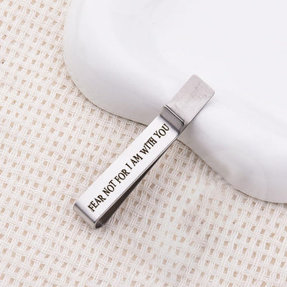 Novelty Religious Cross Tie Clip - Christian Birthday Christmas Gifts for Son Grandson Graduation Valentines Gift Ideas - style: fear not for i am with you