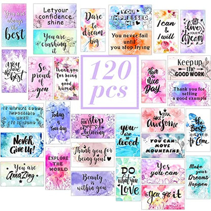 Outus 120 Pcs Motivational Encouragement Inspirational Card Boho Rainbow - style: Positive Style