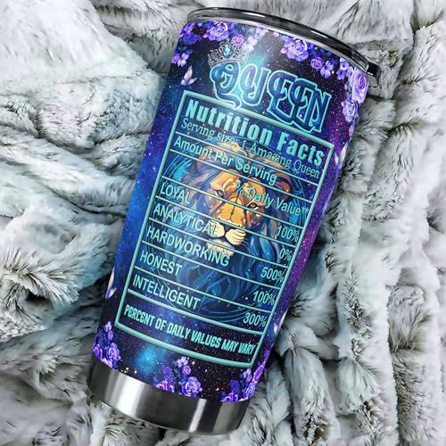 Personalized Queen Tumbler Custom Zodiac Insulated Cup Purple Galaxy Butterfly Flower Travel Mug with Lid Stainless Steel 20 30 Oz Astrological Sign Aries Gemini Cancer Leo Virgo Libra Taurus Scorpio - color: Zodiac