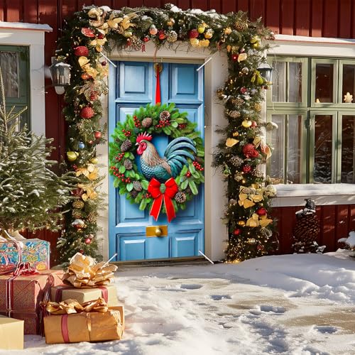 BlissYard Easter Door Cover 35x71 Inch Religious Cross Wreath White Lilies Greenery Spring Home Decor Christian Holiday Seasonal Welcome Entryway Decoration