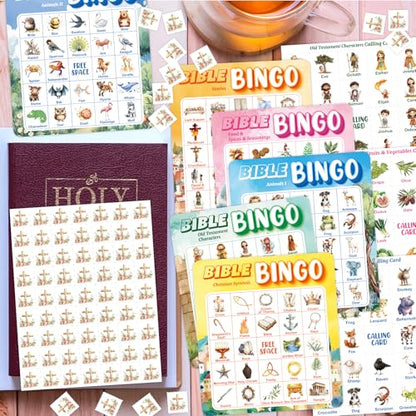 Fancy Land Bible Bingo Game for Kids Vacation Bible School Religious Bingo