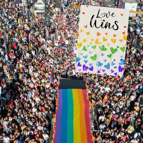 Love Wins Pride Garden Flag 12x18 Double-Sided Rainbow LGBTQ Outdoor Banner - color: love 12x18