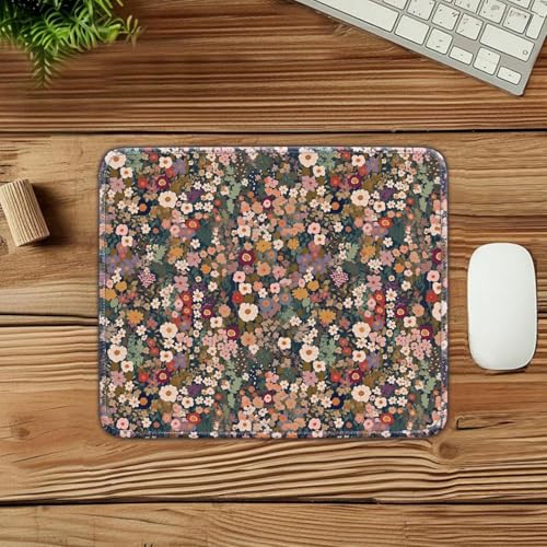 Mouse Pad for Desk with Stitched Edge, Premium Cute Washable Mouse Pads. Computer Mousepad with Non-Slip Rubber Base, Mousepads for Laptop, 9.25x7.75x0.12 inch (Flower Fantasy) - color: Flower Fantasy