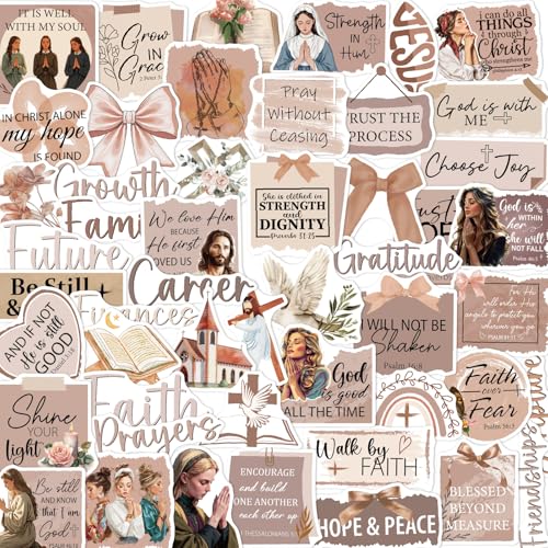 Prayer Board Stickers Supplies - 100 Pcs Motivational Prayer Vision Board Stickers, Christian Water Bottle Sticker, Brown Waterproof Vinyl Scrapbook Decals for Laptop Journaling - style: Inspirational Prayer Board