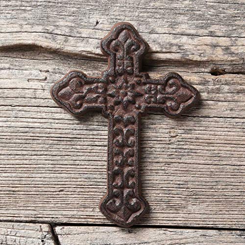 BRASSTAR Cast Iron Wall Cross Decoration, Rustic Antique Metal Cross