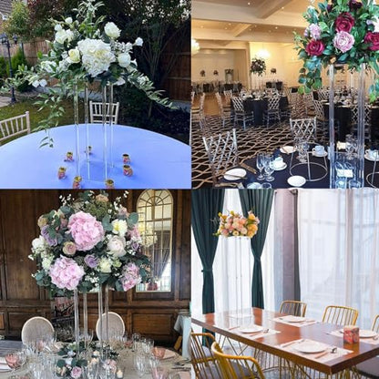 6 Pieces Tall Acrylic Vase Wedding Centerpieces Clear Flower Stand Column Geometric Floral Vase Elegant Display Holder for Birthday Party Wedding Table Decorations(6, 16 Inch) - size: 16 Inch
