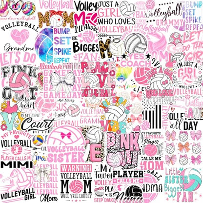 Pink Volleyball Stickers for Women - 50 Pcs Sport Volleyball Stickers for Adults Mom, Bow Decals for Journal Scrapbook Water Bottles, Sport Theme Party Decorations Supplies - style: Volleyball