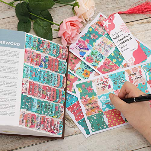 Teal Bible Tabs with Large Print for Women and Girl, 90 Bible Index tabs in Total, 66 tabs for Old and new Testament, Additional 24 Blank tabs (Teal) - color: Teal