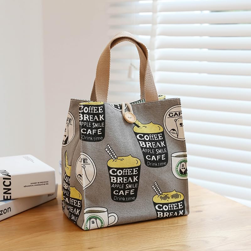 SNDEC Canvas Small Bible Bag for Girls and Women, Cute Mini Preppy Aesthetic Tote, Reusable Grocery Bag for Essentials - color: Khaki Coffee