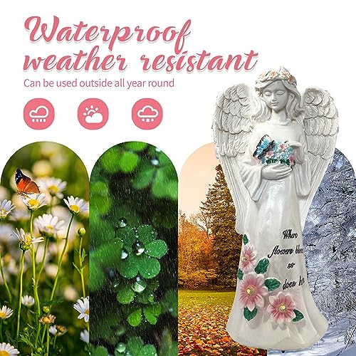 Solar Angel Garden Statue, 11", Outdoor Resin Figurine