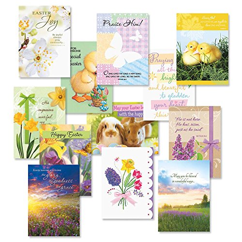 Current Easter Faith Greeting Cards Value Pack - Set of 12 Large 5" x 7", Religious Easter Cards, Inspiring Bible Messages for Christians and Catholics, White Envelopes - color: Faith Pack