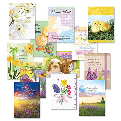 Current Easter Faith Greeting Cards Value Pack - Set of 12 Large 5" x 7", Religious Easter Cards, Inspiring Bible Messages for Christians and Catholics, White Envelopes - color: Faith Pack