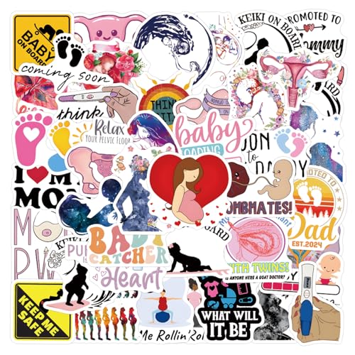 55 Pcs Pregnancy Graffiti Stickers, Non-Toxic Easy Peel & Stick Maternity Decor Stickers for Journal, Baby Shower, DIY Scrapbook, Maternity Photo Props (Pregnancy) - color: Pregnancy