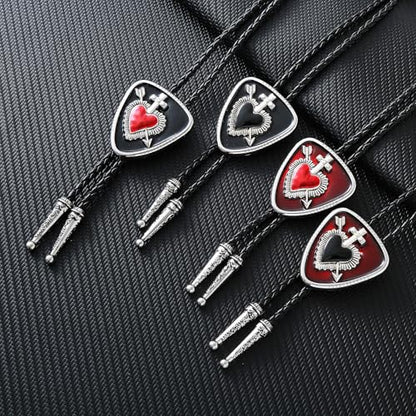 GelConnie Bolo Tie for Women Heart Cowboy Necktie Flower Gothic Mens Bolo Ties Bolero Necklace Red Western Ties for Men - color: Black White Bolo Tie